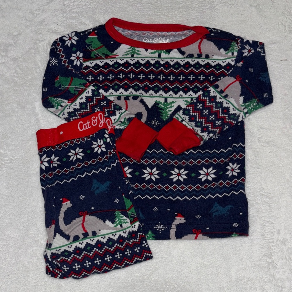 Cat & Jack Navy, Red & Green Holiday Pajama Set